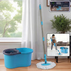 360 Degree Spin Mop Bucket Set With Adjustable Stainless Steel Handle (1 Set)