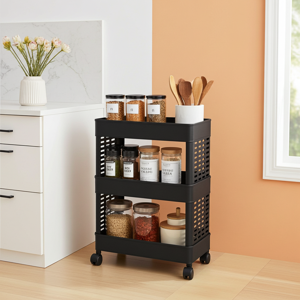 4-layer Plastic Storage Rack With Wheels